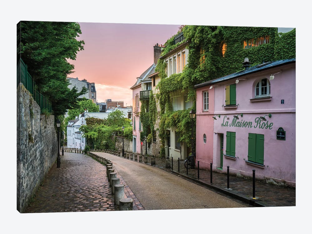 Street In Montmartre At Sunset, Paris, France by Jan Becke 1-piece Canvas Art Print