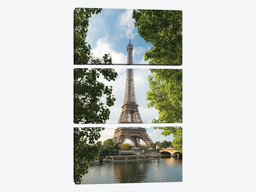 Eiffel Tower At The Banks Of The Seine, Paris, France by Jan Becke 3-piece Canvas Artwork