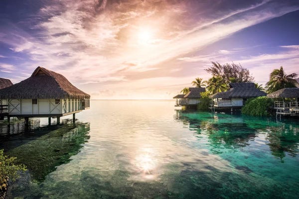 French Polynesia: Romantic Sunset On Bora Bora by Jan Becke