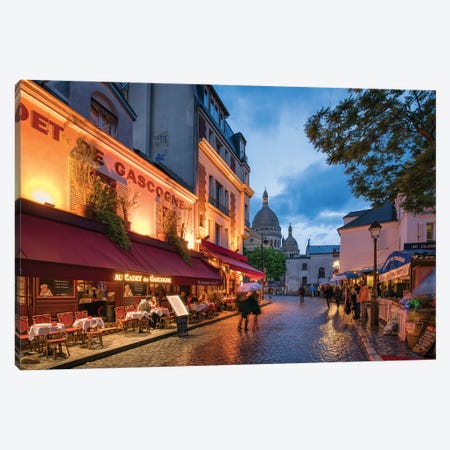 Streets Of Montmartre At Night, Paris, France Canvas Print #JNB950} by Jan Becke Canvas Art Print