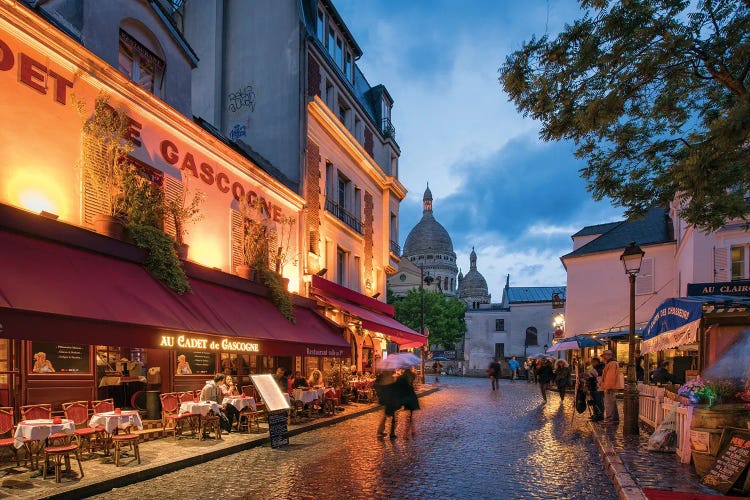 Streets Of Montmartre At Night, Paris, France