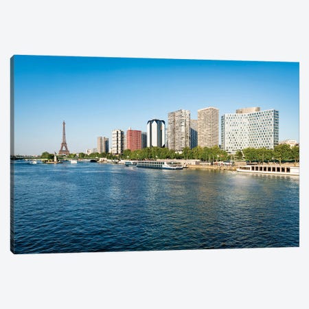 Paris Skyline Along The Seine River With View Of The Eiffel Tower Canvas Print #JNB957} by Jan Becke Canvas Artwork
