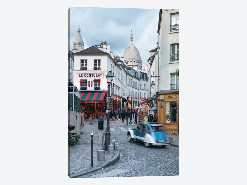Streets Of Montmartre With View Towards Sacré-Cœur Basilica, Paris, France by Jan Becke 1-piece Canvas Artwork
