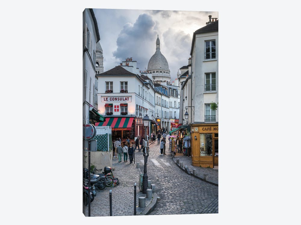 Streets Of Montmartre With Sacré-Cœur Basilica In The Background, Paris, France by Jan Becke 1-piece Art Print
