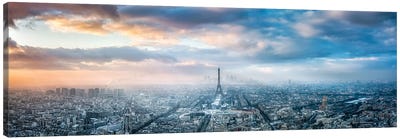 Aerial View Of Paris In Winter Canvas Art Print - Famous Buildings & Towers