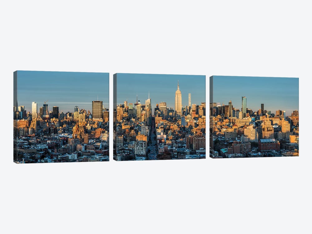 Aerial View Of The Manhattan Skyline At Sunset, New York City, Usa by Jan Becke 3-piece Canvas Wall Art