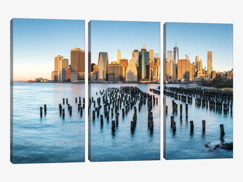 Manhattan Skyline Seen From Brooklyn Bridge Park Pier 1, New York City, Usa by Jan Becke 3-piece Art Print