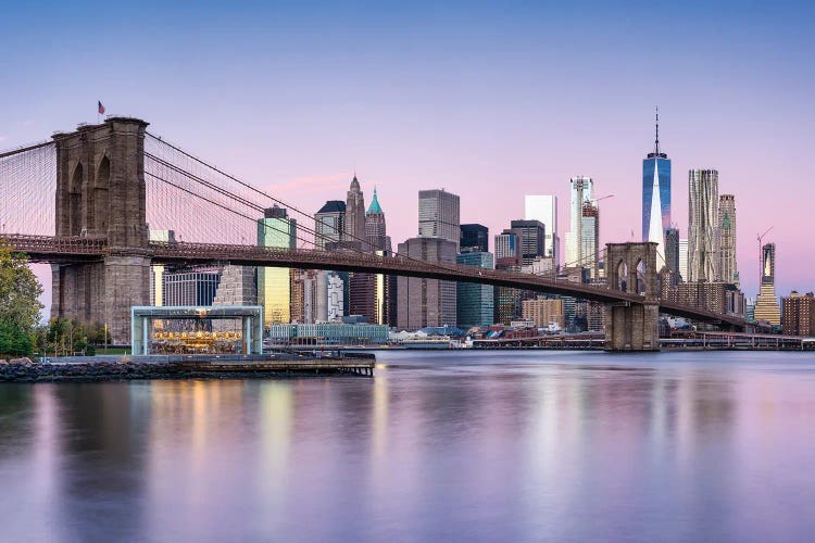 Brooklyn Bridge And Manhattan Skyline On A Winter Morning by Jan Becke wall art