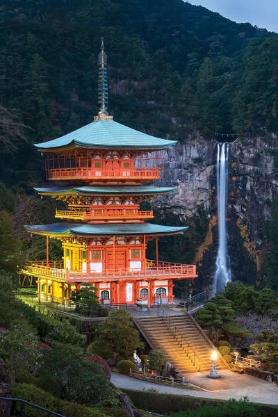 Pagodas: Seiganto-Ji Pagoda And Nachi Falls by Jan Becke