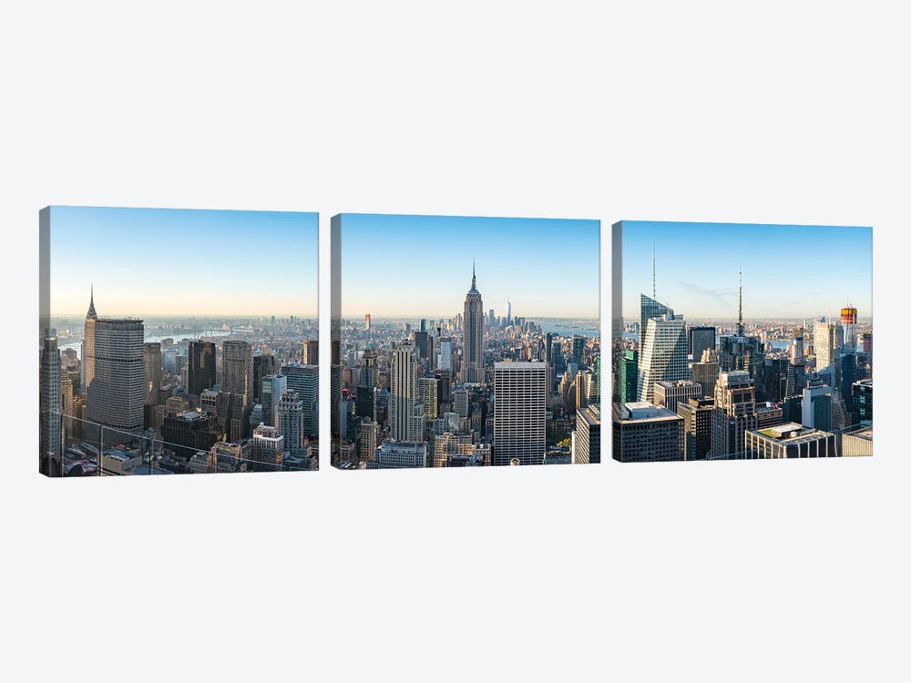 Manhattan Skyline Panorama, New York City, Usa by Jan Becke 3-piece Canvas Art Print