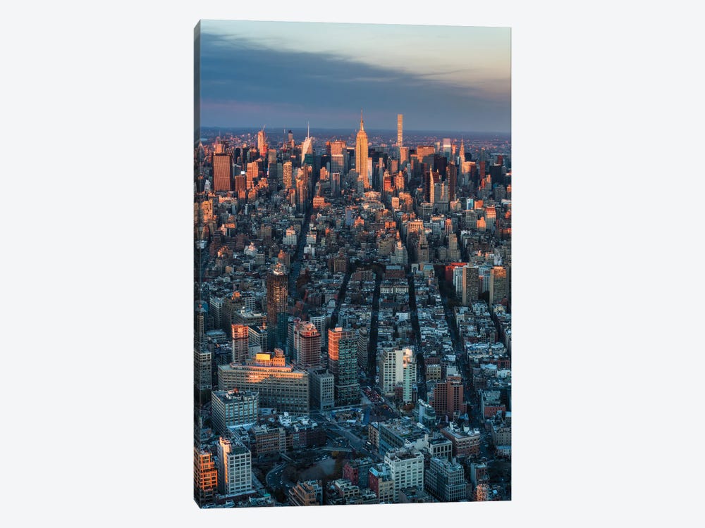 Aerial View Of Manhattan At Sunset, New York City, Usa by Jan Becke 1-piece Canvas Artwork