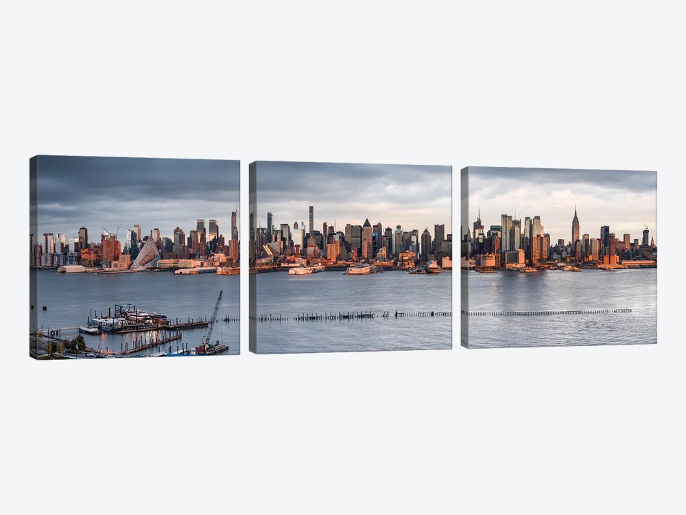 Panoramic View Of The Manhattan Skyline Seen From New Jersey by Jan Becke 3-piece Canvas Art Print