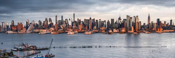 Manhattan: Panoramic View Of The Manhattan Skyline Seen From New Jersey by Jan Becke