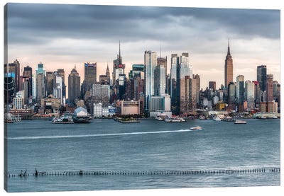 Manhattan Skyline Along The Hudson River, New York City, Usa Canvas Art Print - New York City Skylines