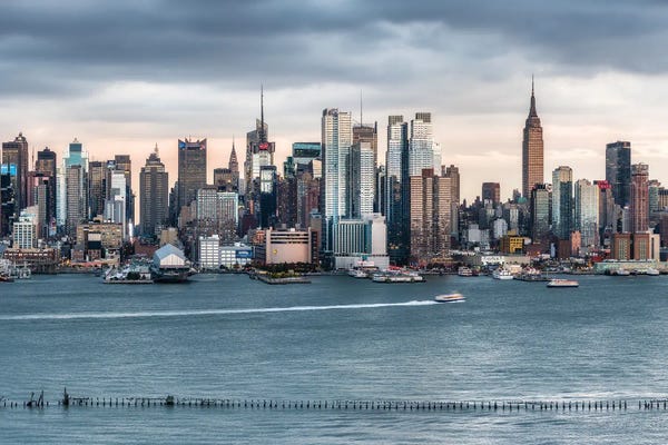 New York City Skylines: Manhattan Skyline Along The Hudson River, New York City, Usa by Jan Becke