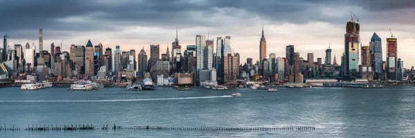 New York City Skylines: Manhattan Skyline Panorama Along The Hudson River, New York City, Usa by Jan Becke