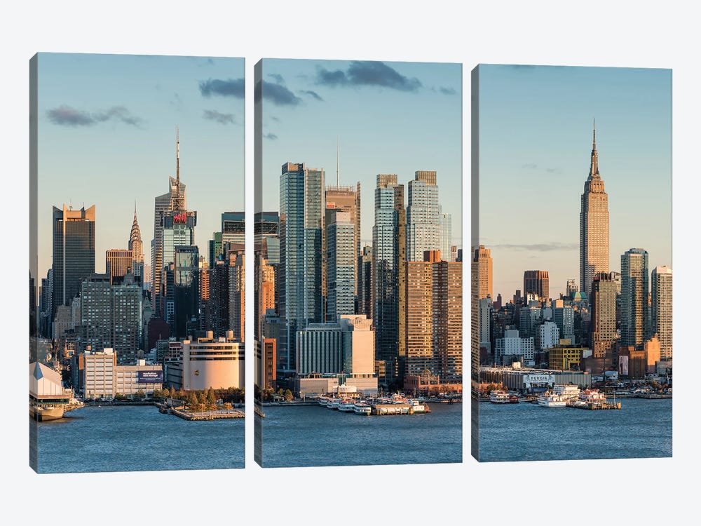 Manhattan Skyline With Empire State Building Seen From New Jersey by Jan Becke 3-piece Canvas Art