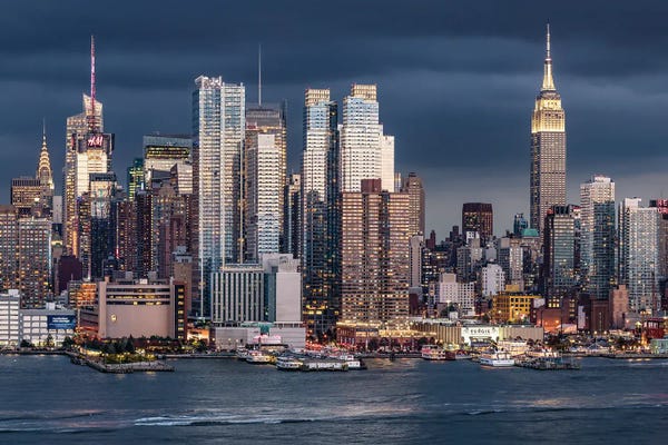 Manhattan: Manhattan Skyline With Empire State Building, New York City by Jan Becke