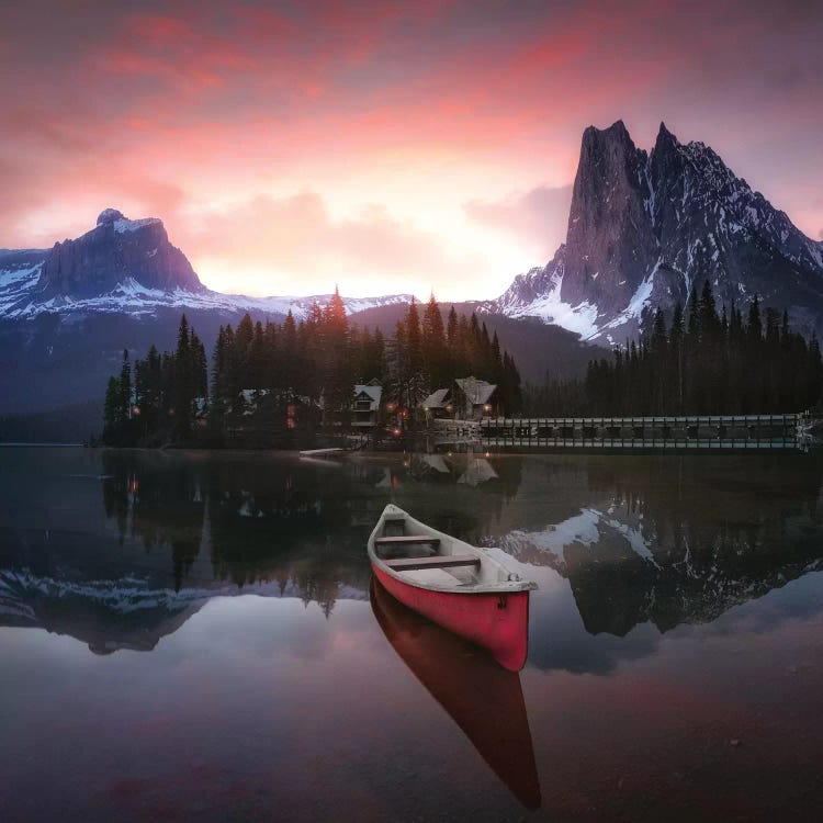 Rocky Mountains The Boat At Sunrise 7R24696