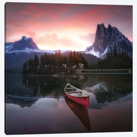 Rocky Mountains The Boat At Sunrise 7R24696 Canvas Print #JND2} by Joanaduenas Art Print