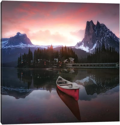 Rocky Mountains The Boat At Sunrise 7R24696 Canvas Art Print