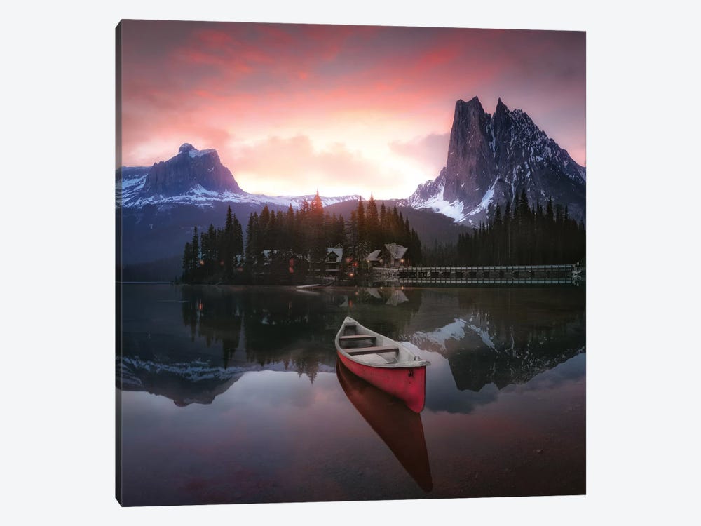 Rocky Mountains The Boat At Sunrise 7R24696 by Joanaduenas 1-piece Canvas Art Print