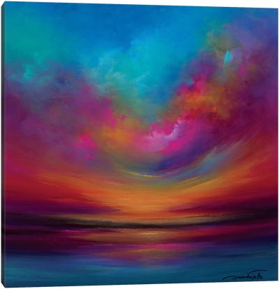 Purple Curved Sky Canvas Art Print - Cloudy Sunset Art