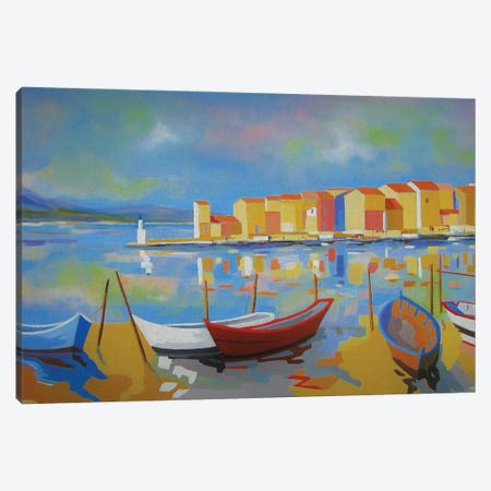 La Pointe Courte , A Mediterranean Harbor Canvas Print #JNJ13} by Jean-Noel Le Junter Canvas Artwork