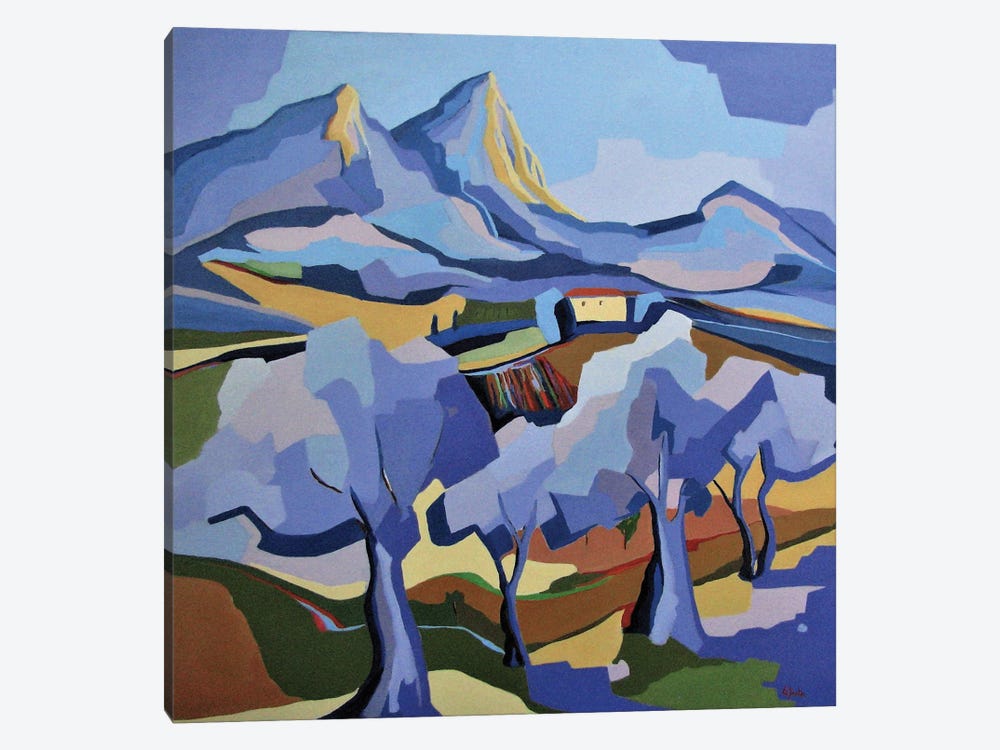 Olive Grove Near The Pic Saint-Loup Mountain by Jean-Noel Le Junter 1-piece Canvas Artwork