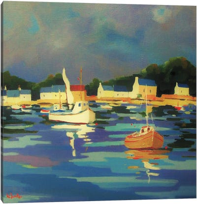 A Small Harbor In Brittany Canvas Art Print - Jean-Noel Le Junter