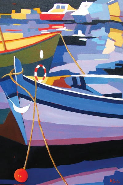 Traditional Fishing Boats Canv Canvas Wall Art JeanNoel Le Junter