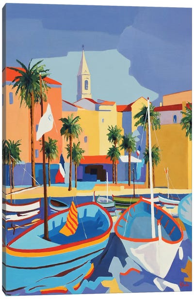 Sanary, A Harbor On The French Riviera Canvas Art Print - Harbor & Port Art