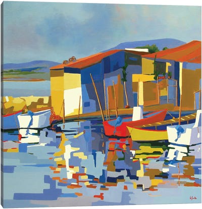 Fishermen's Huts In Sète Canvas Art Print - Harbor & Port Art