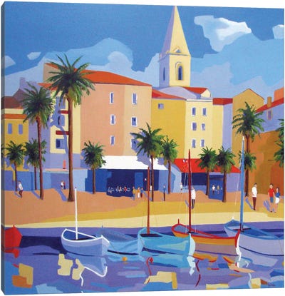 Sanary Harbor On The French Riviera Canvas Art Print - Harbor & Port Art