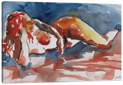 Reclining Female Nude Canvas Art Print - Jean-Noel Le Junter