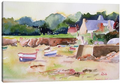 Small Harbor In Brittany Canvas Art Print - Jean-Noel Le Junter