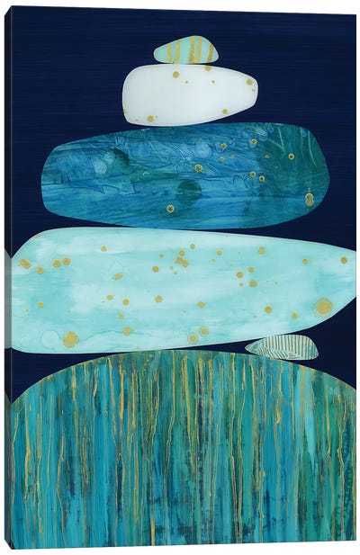 Zen Blue Canvas Art Print - Teal Abstract Art