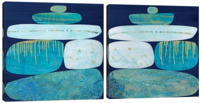 Blue Ice Diptych Canvas Art Print - Jane Monteith