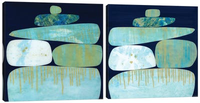 Blue Pinnacle Diptych Canvas Art Print - Jane Monteith