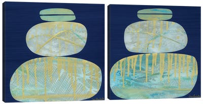 Gold Mist Diptych Canvas Art Print - Jane Monteith