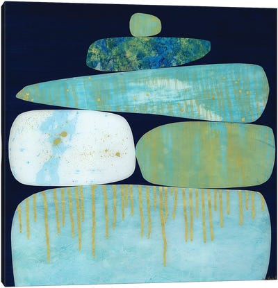 Blue Pinnacle I Canvas Art Print - Teal Abstract Art