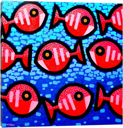 9 Happy Fish Canvas Art Print - Fish Art