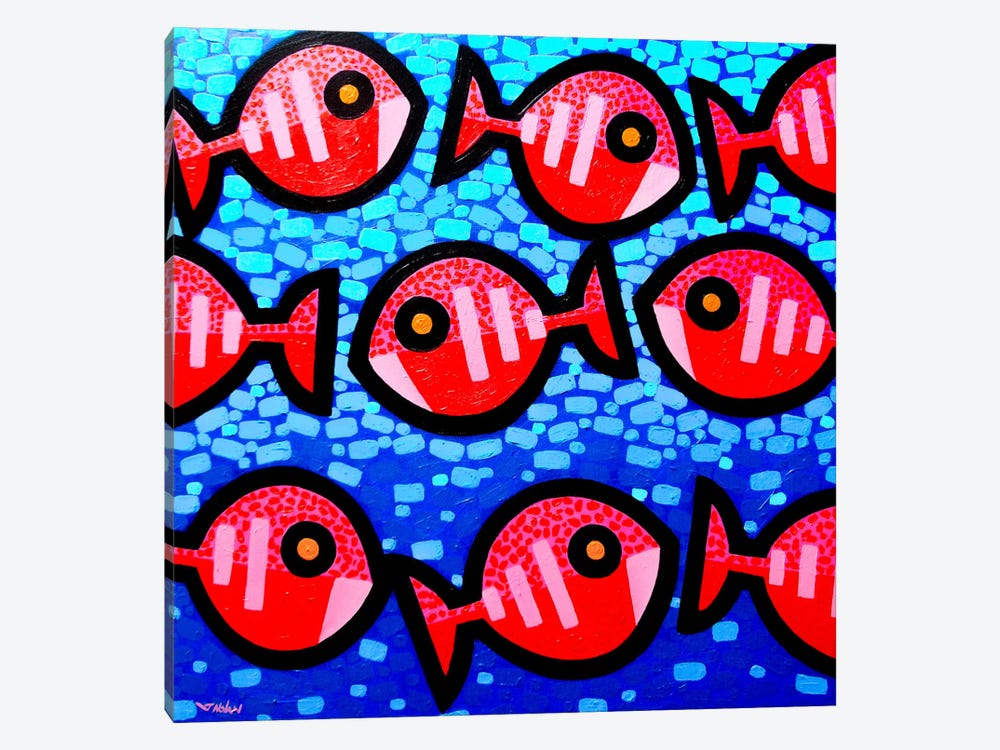 9 Happy Fish 1-piece Canvas Art