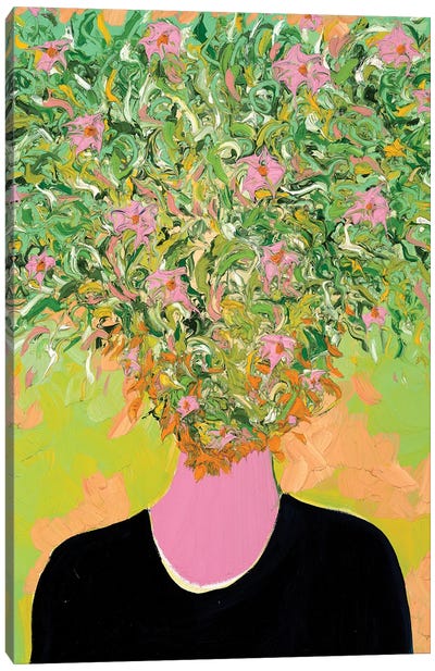 Portrait In Indigo And Pink Canvas Art Print - Jon Parlangeli