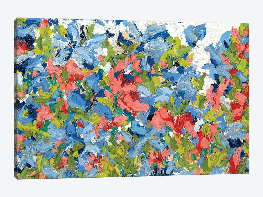 South Garden With Pink And Blue by Jon Parlangeli 1-piece Canvas Artwork