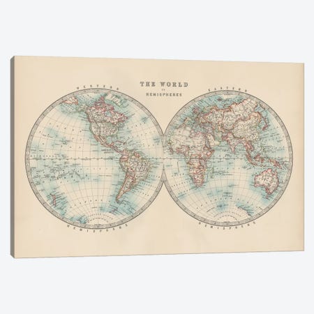 Johnston's World in Hemispheres Canvas Print #JNT16} by Johnston Art Print