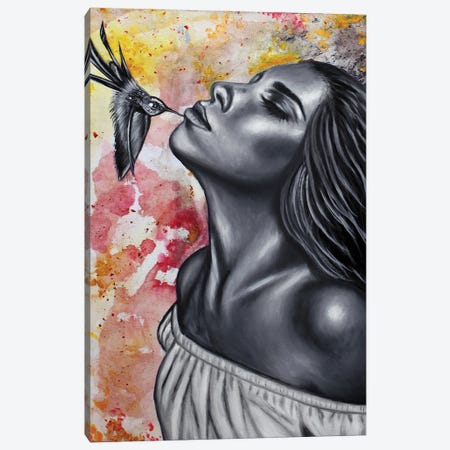 Woman With Bird II Canvas Print #JNV1} by Junnior Navarro Canvas Wall Art