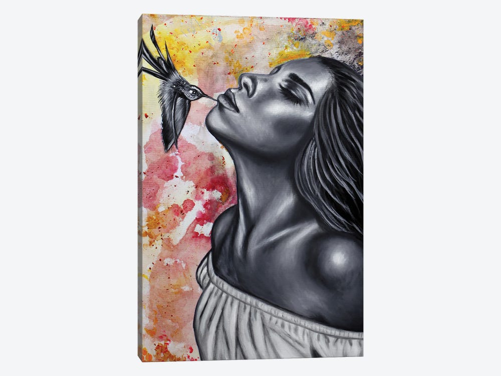 Woman With Bird II by Junnior Navarro 1-piece Canvas Art