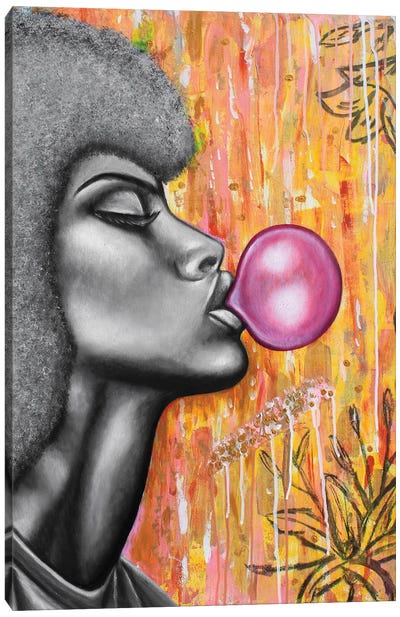 Bubble Gum Girl Canvas Art Print - Junnior Navarro