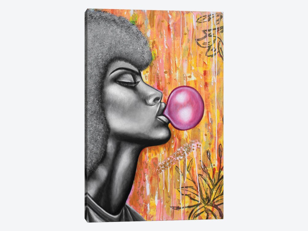Bubble Gum Girl by Junnior Navarro 1-piece Canvas Art Print